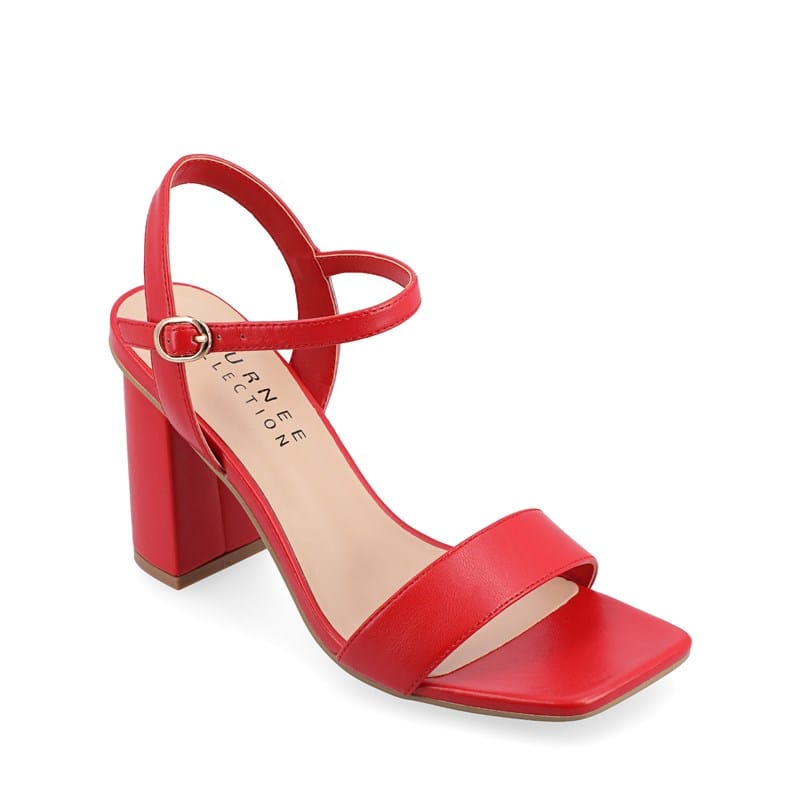 Journee Women's Tivona Block Heel Dress Sandals (Red) - Size 8.5 M