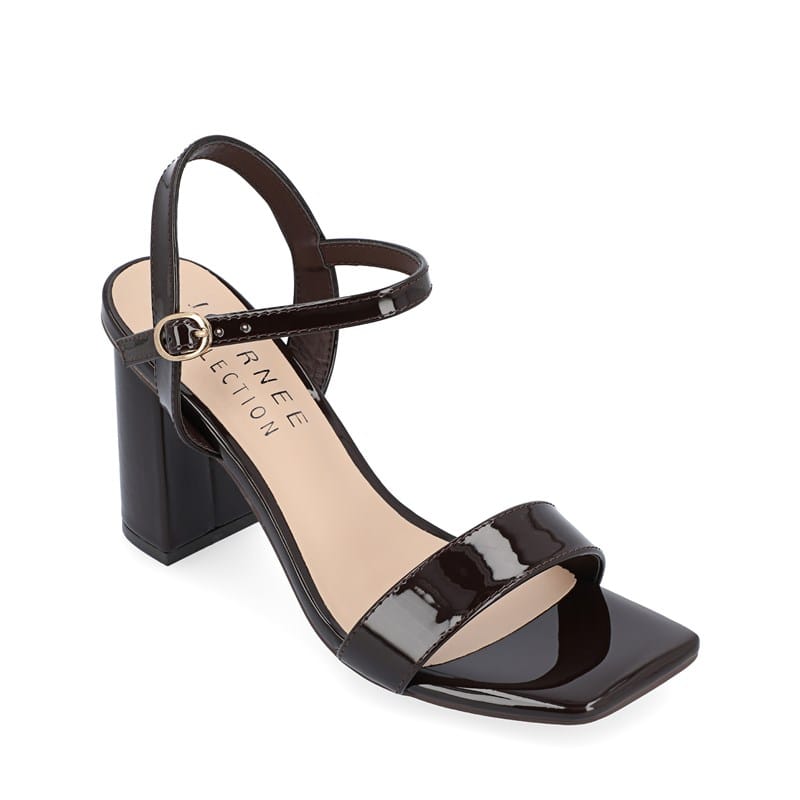 Journee Women's Tivona Wide Block Heel Dress Sandals (Brown) - Size 10.0 W