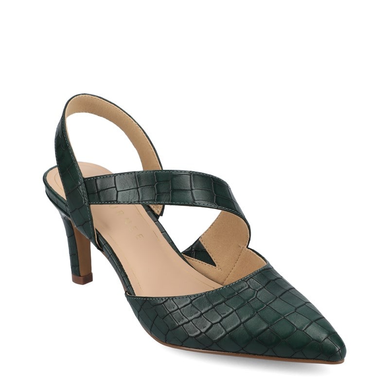 Journee Women's Scarlett Slingback Pump Shoes (Croco/Green) - Size 10.0 M