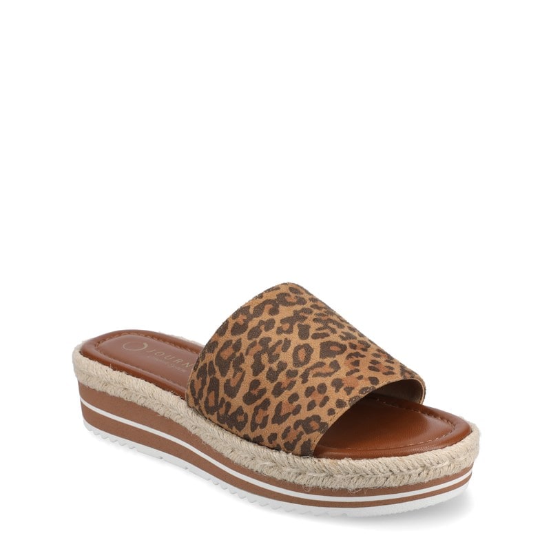 Journee Women's Rosey Medium/Wide Espadrille Slide Sandals (Leopard) - Size 6.5 W
