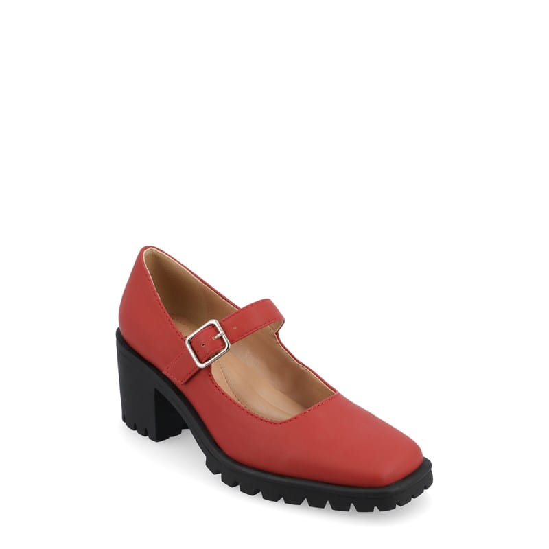 Journee Women's Gladys Block Heel Pump Shoes (Red) - Size 10.0