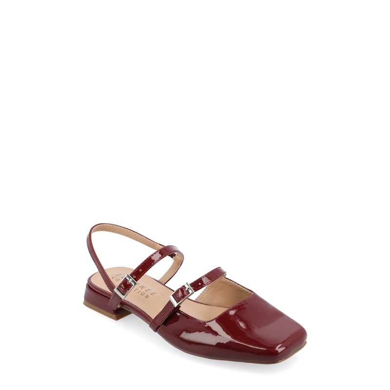 Journee Women's Gretchenn Mary Jane Flat Shoes (Wine) - Size 8.0 M