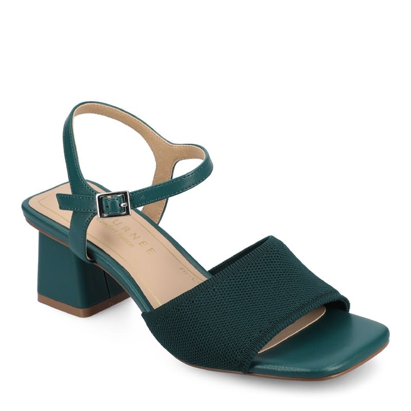 Journee Women's Evylinn Medium/Wide Block Heel Dress Sandals (Teal) - Size 10.0