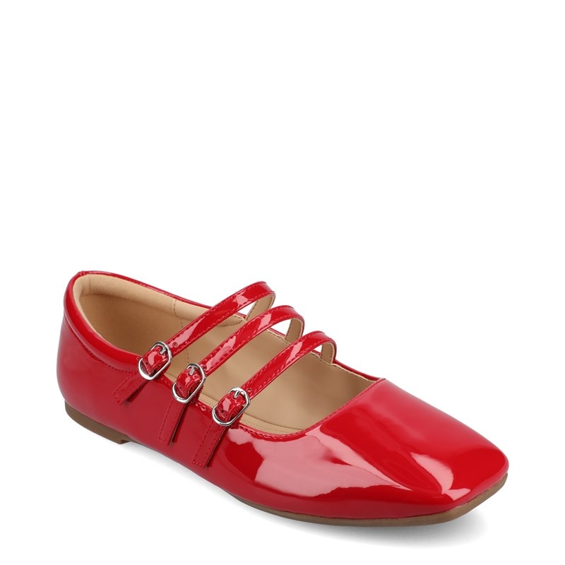 Journee Women's Darlin Wide Strappy Flat Sandals (Patent/Red) - Size 10.0 M