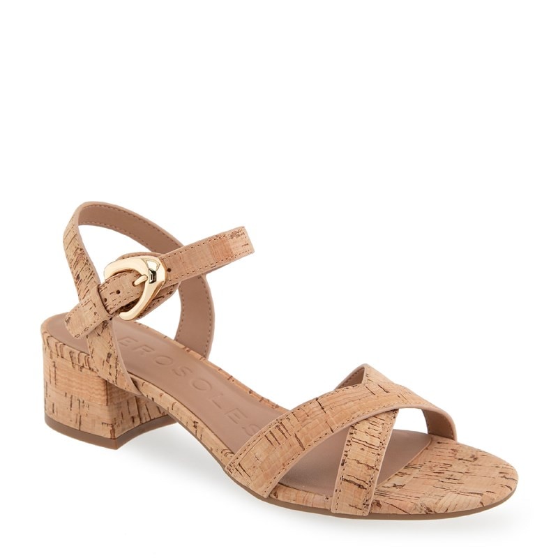 Aerosoles Women's Cinzia Medium/Wide Dress Sandals (Natural Cork) - Size 6.5 M