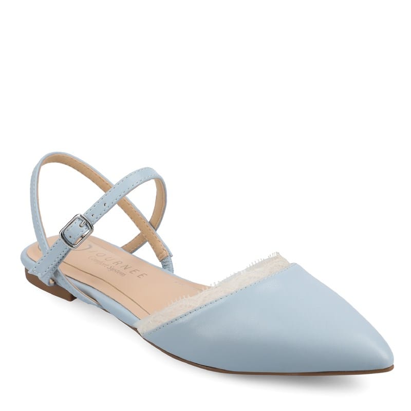 Journee Women's Martine Supernatural Shades Pointed Toe Flat Shoes (Sky Blue Lace) - Size 11.0