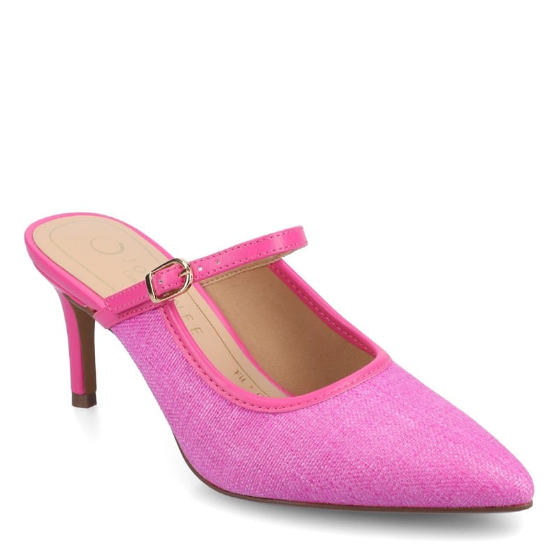 Journee Women's Tiffee Mary Jane Dress Mule Sandals (Pink/Raffia) - Size 10.0