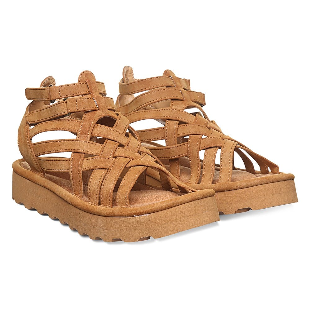 Sandales Plates Forever 21 Style Gladiateur Marron Simili Daim Taille 10 US - Neuf Avec Petit Défaut