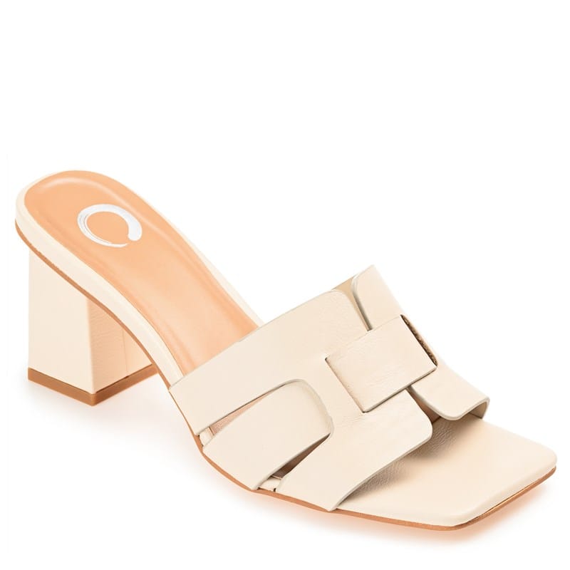 Journee Women's Renatta Block Heel Dress Sandals (Off White Synthetic) - Size 12.0