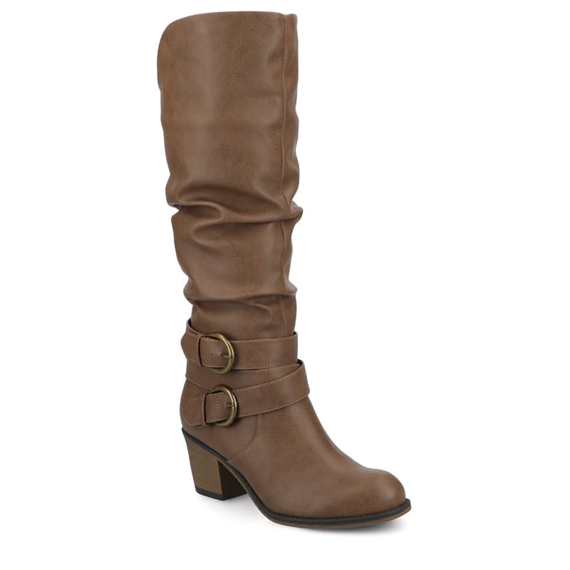 Journee Women's Late Block Heel Boots (Taupe) - Size 9.0 M