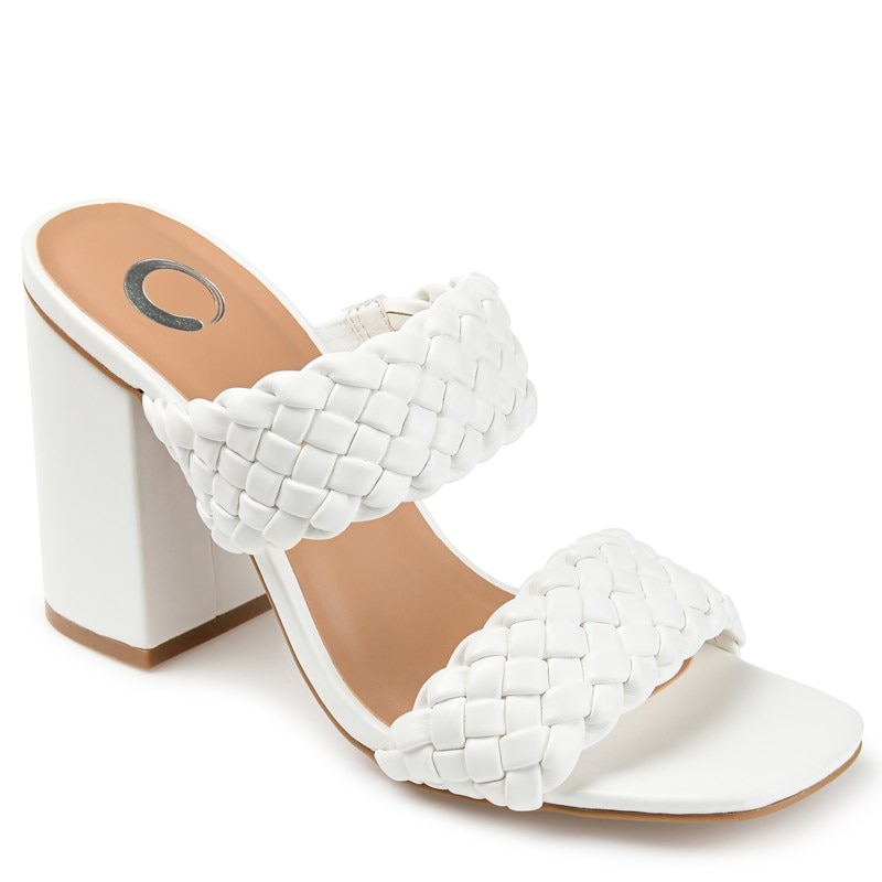 Journee Women's Melissa Block Heel Dress Sandals (White) - Size 8.5 M