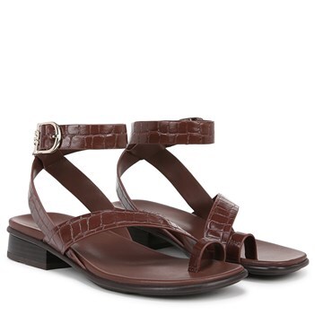 (取寄) ナチュラライザー レディース バーチ アンクル ストラップ Naturalizer women Naturalizer Birch Ankle Straps Cappuccino Croco Faux Leather Naturalizer Women's Birch Sandal | Famous Footwear
