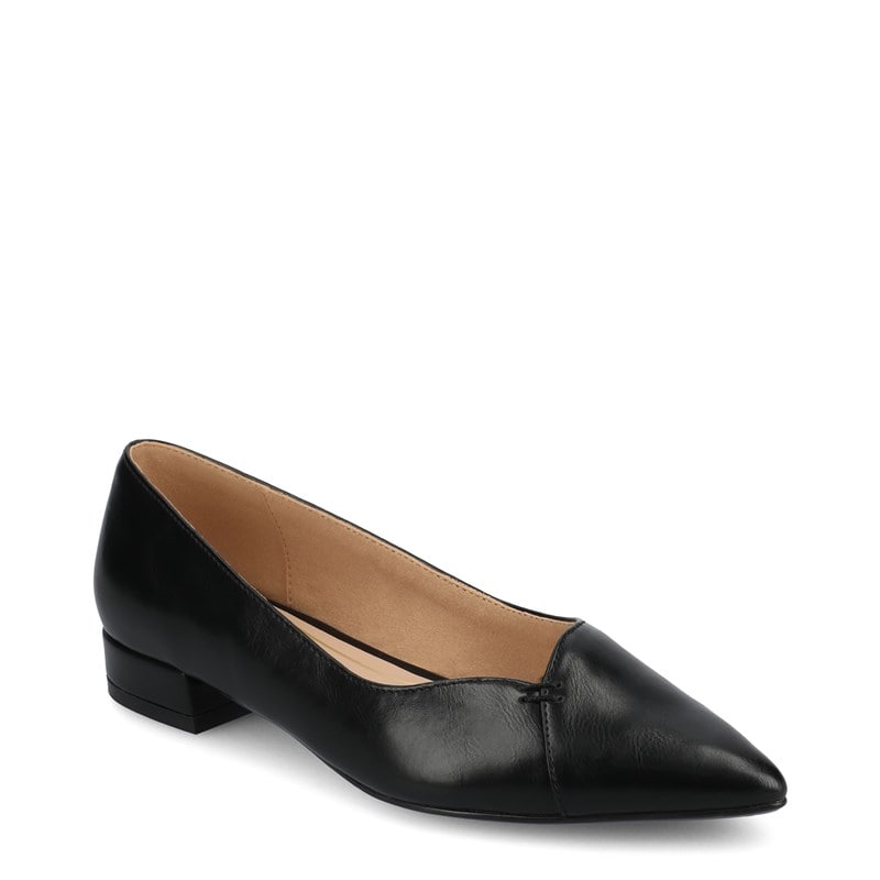 Journee Women's Carmin Pointed Toe Flat Shoes (Black) - Size 12.0 W