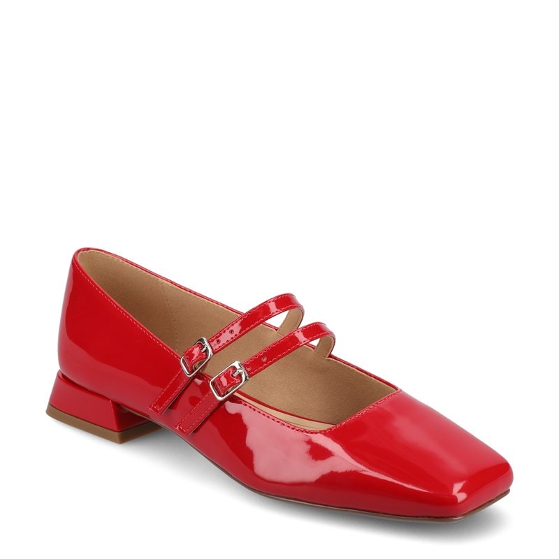 Journee Women's Gredah Mary Jane Flat Shoes (Patent/Red) - Size 8.5 W