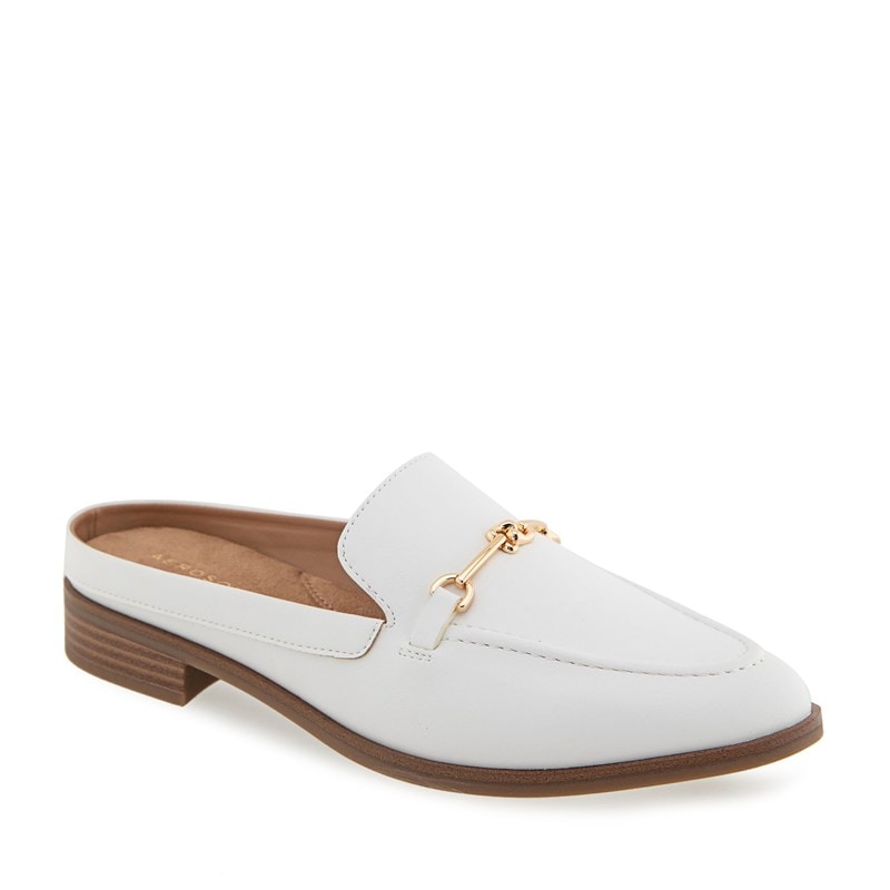 Aerosoles Women's Erik Medium/Wide Mule Flat Shoes (Bright White Faux Leather) - Size 10.0 W
