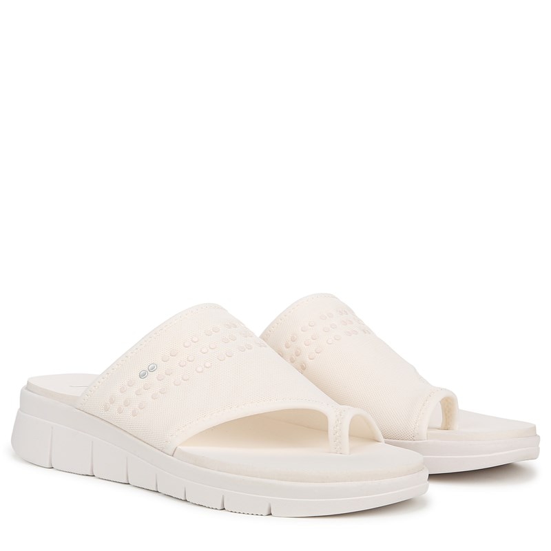 Ryka Women's Elegance Toe Loop Slide Sandals (White Alyssum Mesh Fabric) - Size 9.5 W