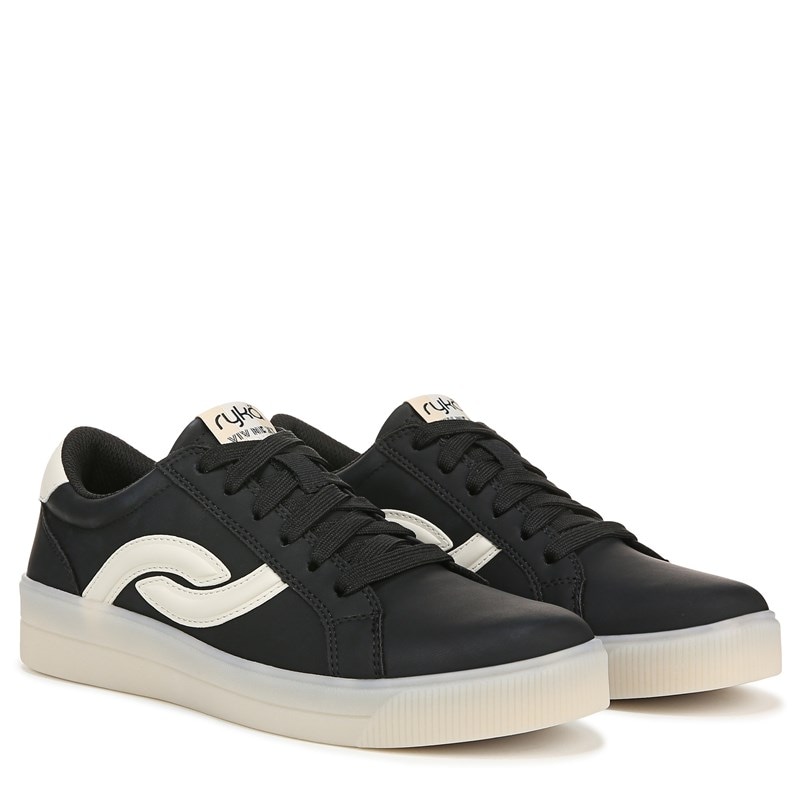 UPC 198535517800 product image for Ryka Women's Viv Next Lace Up Sneakers (Black Faux Leather) - Size 5.0 M | upcitemdb.com
