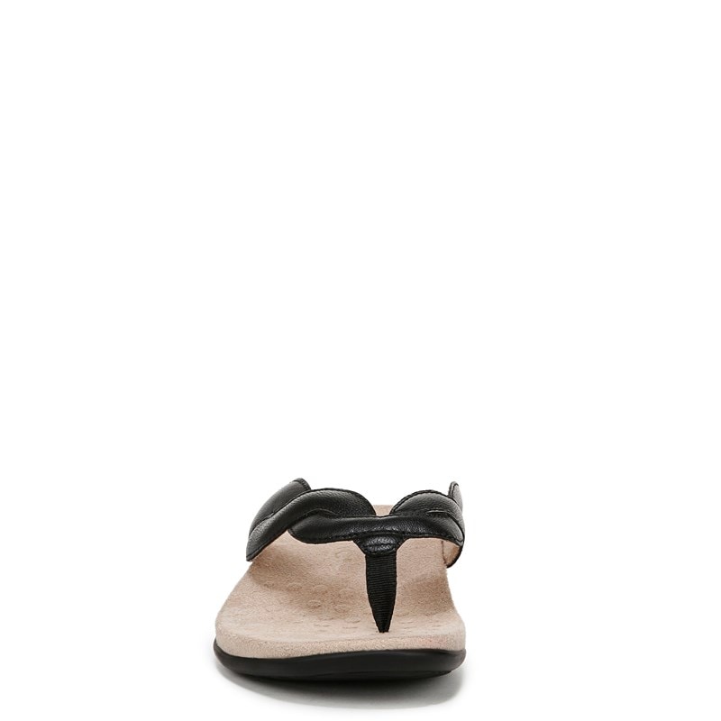 Vionic Women's Bella Braid Flip Flop Sandals (Black Leather) - Size 7.5 M