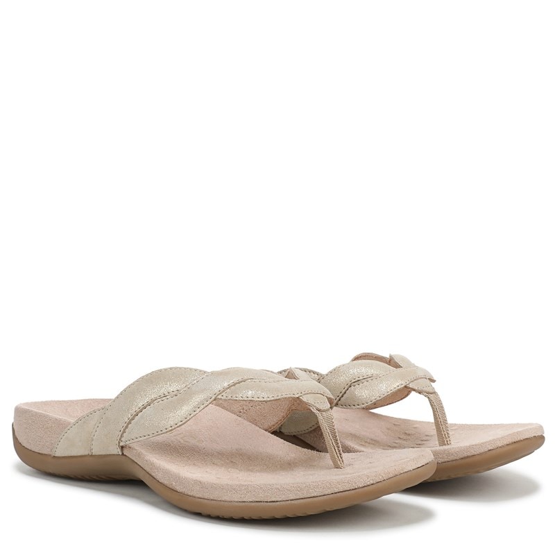 Vionic Women's Bella Braid Flip Flop Sandals (Gold Leather) - Size 10.0 W