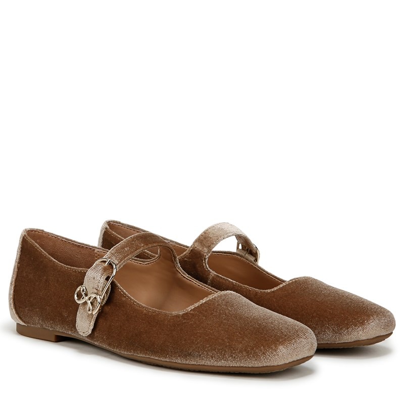 Sam And Libby Women's Fredi Mary Jane Flat Shoes (Slate Grey Velvet Fabric) - Size 7.5 M