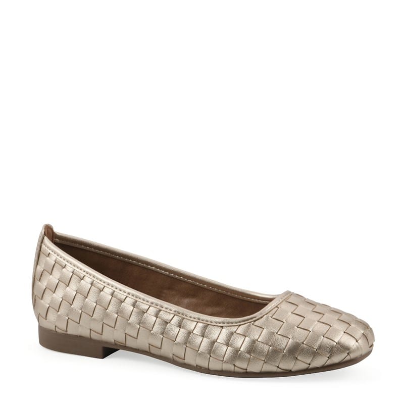 White Mountain Women's Boccie Ballet Flat Shoes (Light Gold Smooth) - Size 10.0