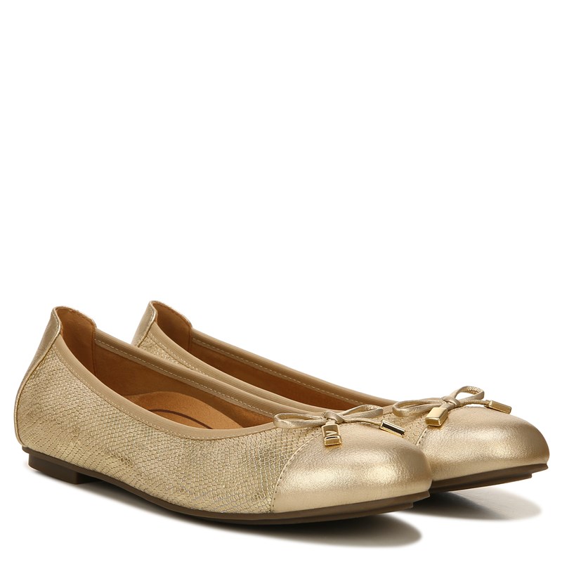 Vionic Women's Minna Narrow/Medium/Wide Flat Shoes (Gold Snake Print Leather) - Size 6.0 N
