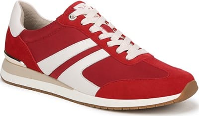 Women's Lorena Lace Up Sneaker - Deep Red Fabric & Suede