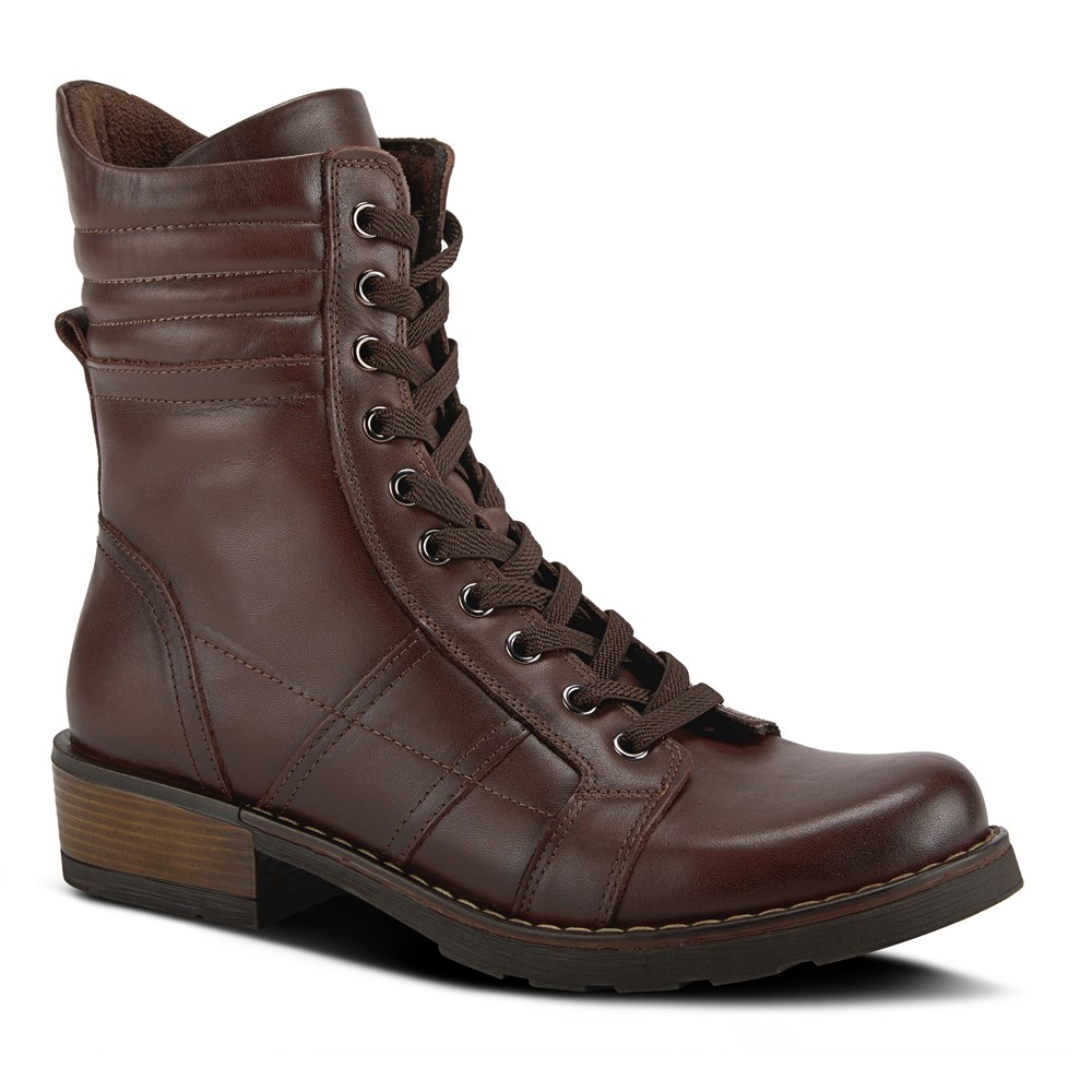 Women's brown military deals style boots