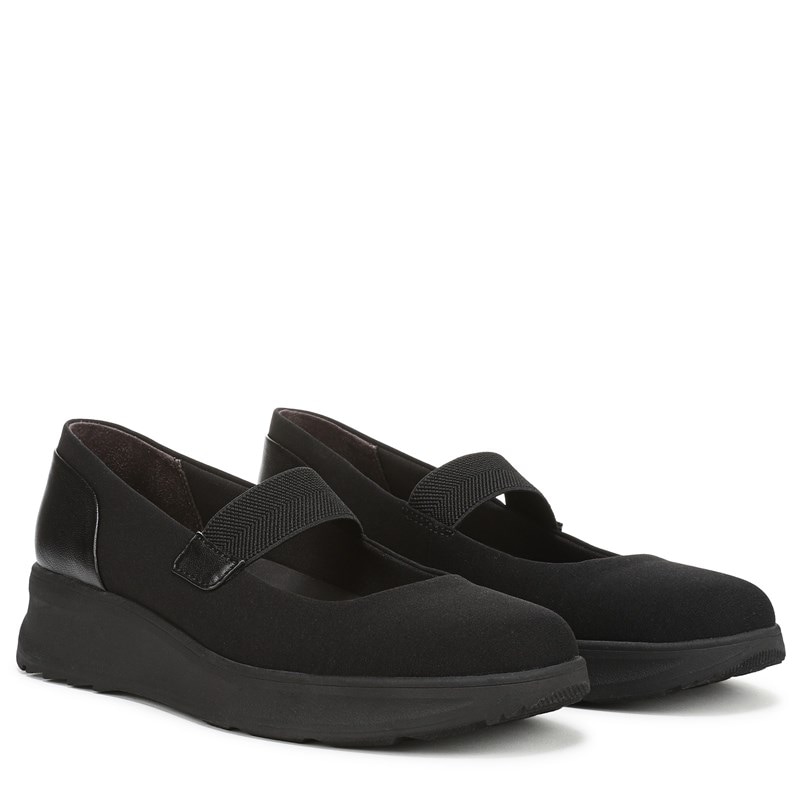Lifestride Women's Reflection Sporty Mary Jane Shoes (Black/Black Fabric) - Size 12.0 M