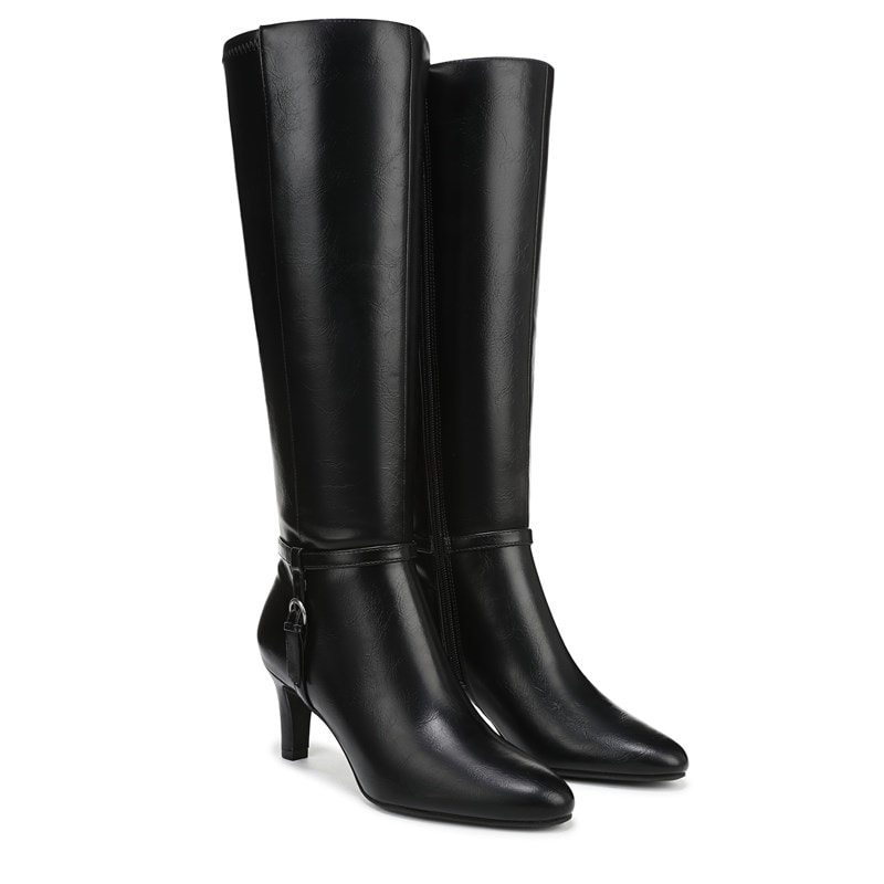 Lifestride Women's Galant X-Wide Calf Knee High Boots (Black Faux Leather) - Size 6.5 W
