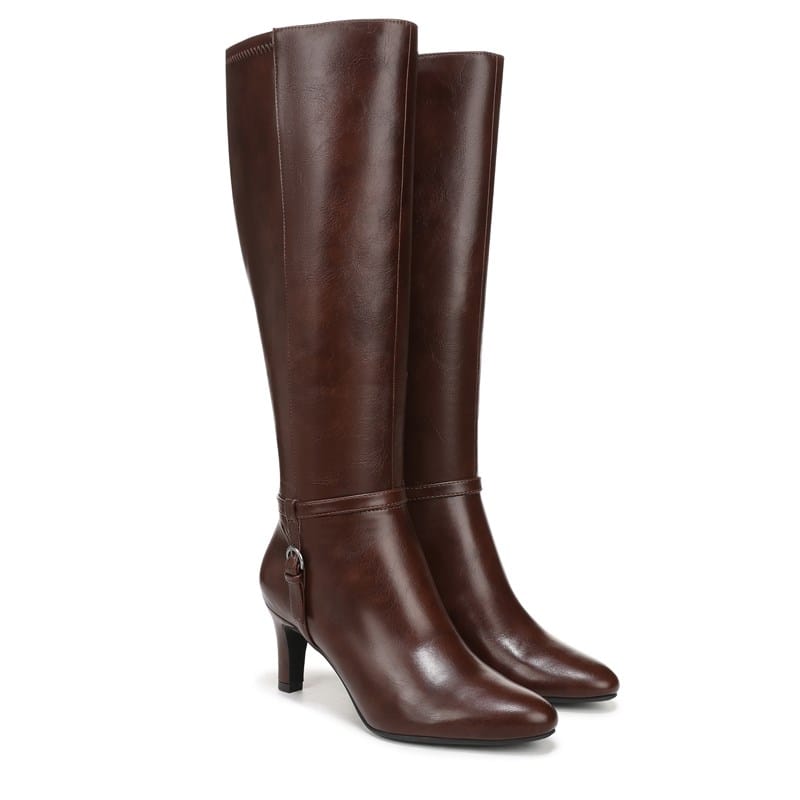 Lifestride Women's Galant X-Wide Calf Knee High Boots (Chestnut Brown Faux Leather) - Size 9.0 W