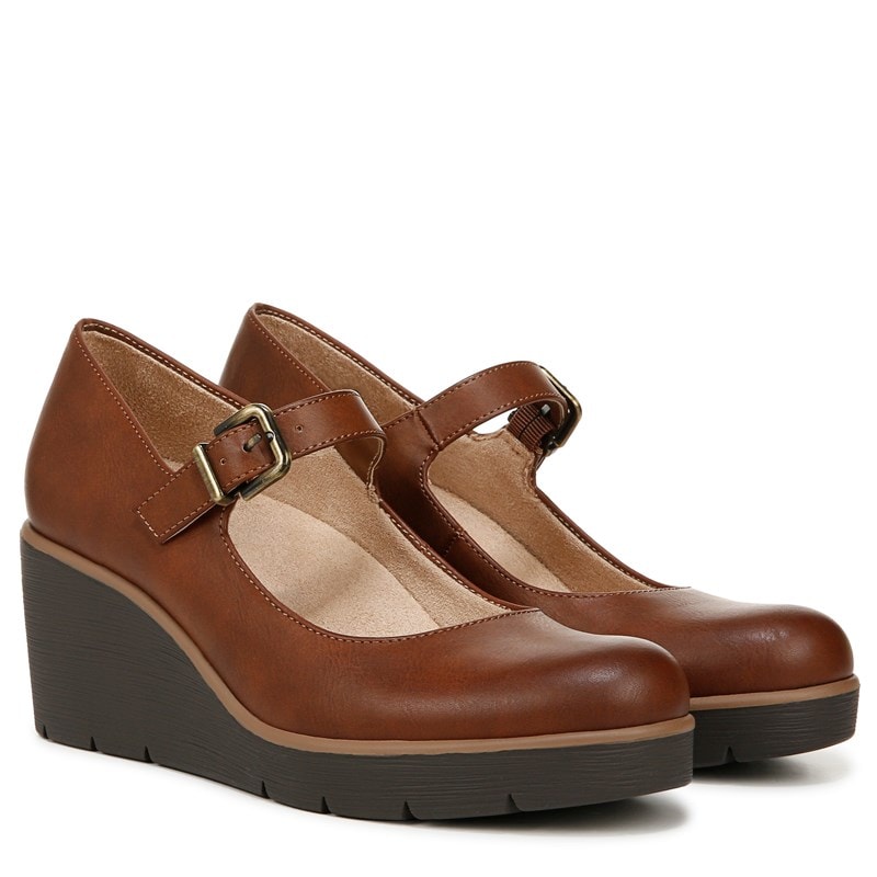 Soul Naturalizer Women's Adore Mary Jane Wedge Shoes (Toffee Brown Faux Leather) - Size 6.5 M