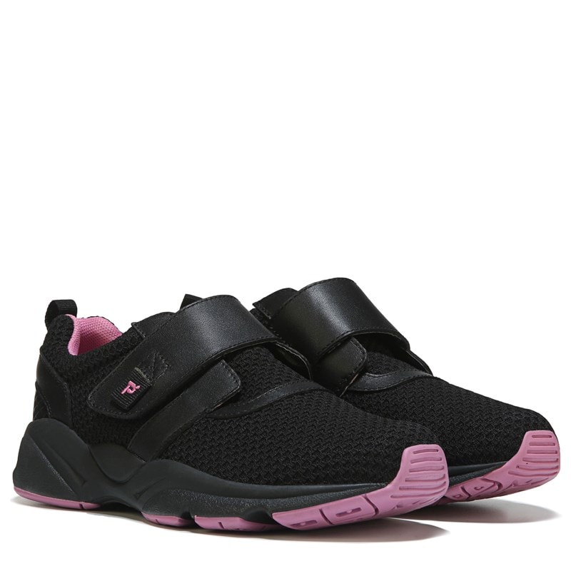 Propet Women's Stability X Strap Walking Shoes (Black/Berry Mesh) - Size 6.5 B