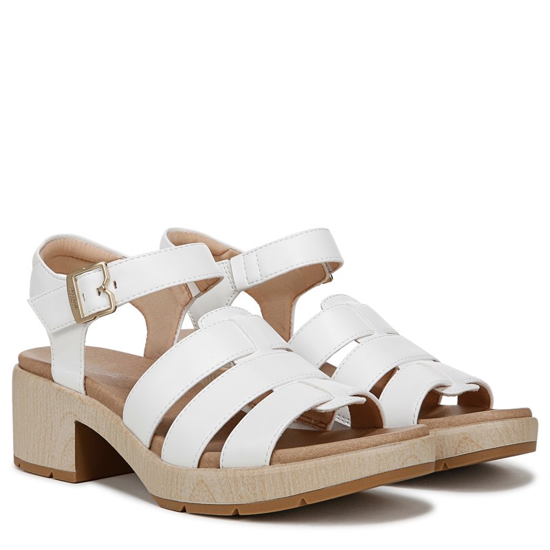 Dr. Scholl's Women's Oh Kay Strappy Sandals (White Faux Leather) - Size 6.5 M