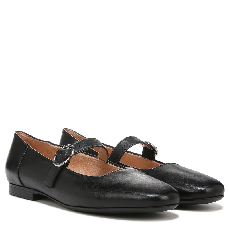 Naturalizer Women's Kelly Mary Jane Flat Shoes (Black Leather) - Size 7.0 M