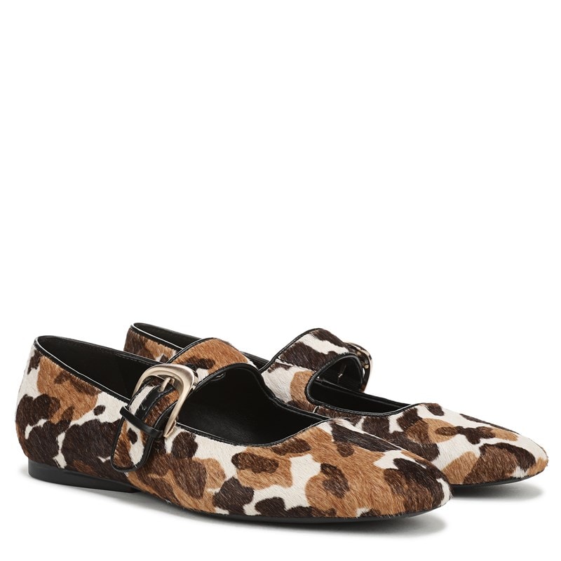 Naturalizer Women's Cosmic Mary Jane Flat Shoes (Cow Print Brown Calf Hair) - Size 6.5 M