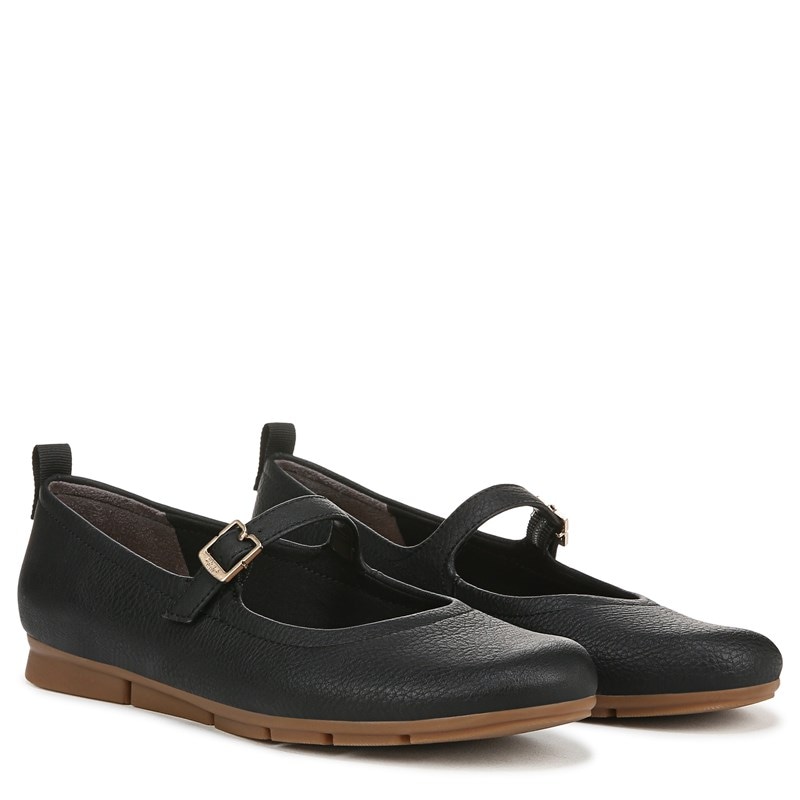 Dr. Scholl's Women's Timeless Mary Jane Flat Shoes (Black/Gum Faux Leather) - Size 10.0 M