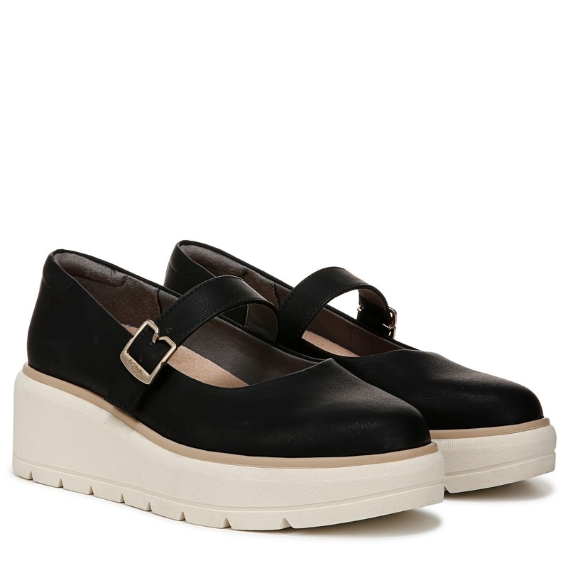 Dr. Scholl's Women's Nice Day Max Mary Jane Platform Loafers (Black Tofu Faux Leather) - Size 6.0 M
