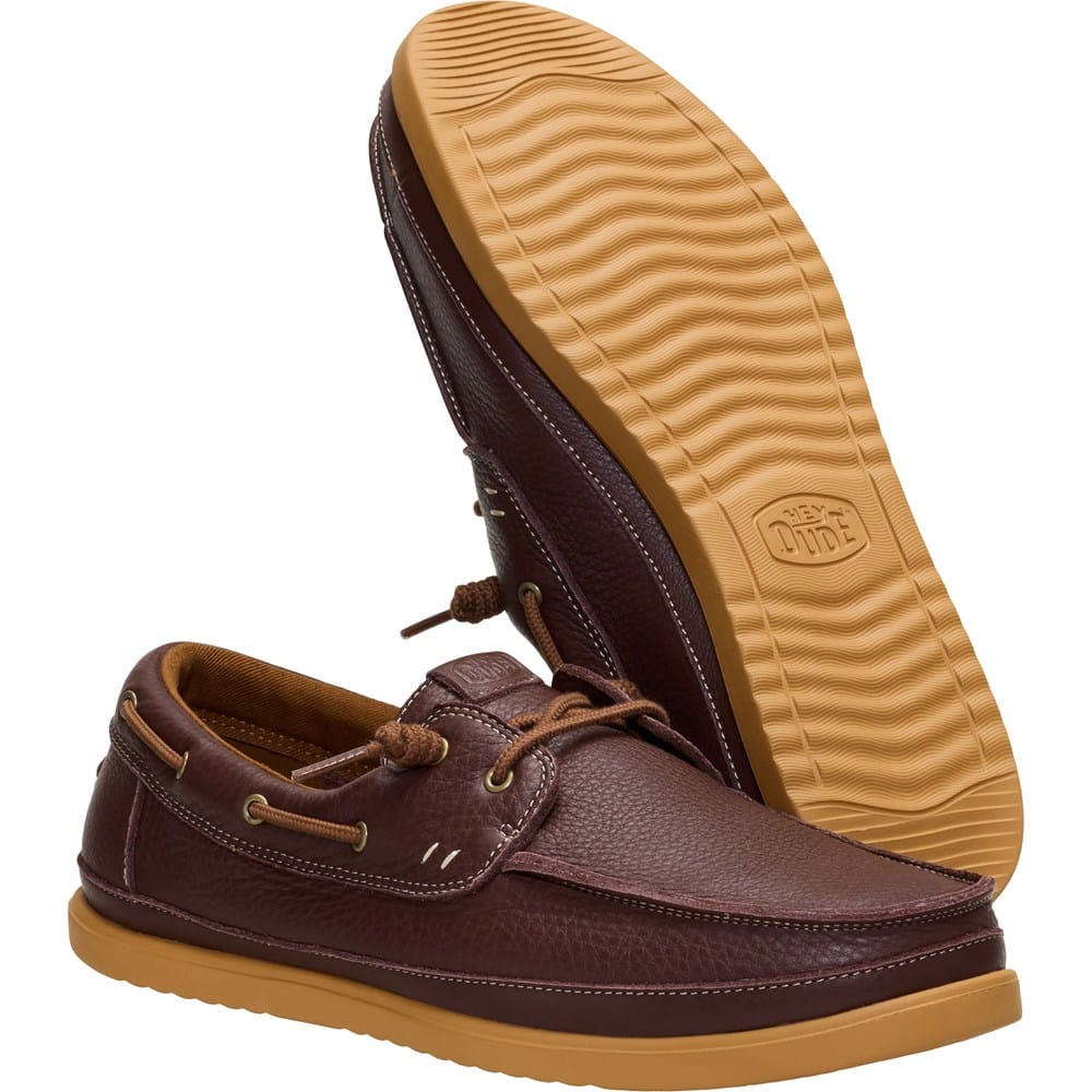 HEYDUDE Men's Harbor Lo Craft Leather Slip On | Famous Footwear