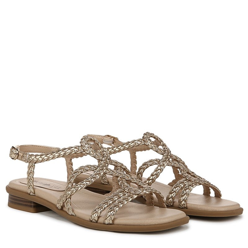 Lifestride Women's Reagan Strappy Sandals (Gold Faux Leather) - Size 7.5 M