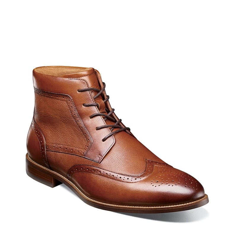 Florsheim Men's Rucci Wingtip Lace Up Boots (Cognac) - Size 8.0 W
