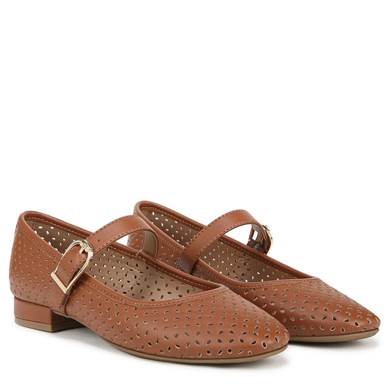 Lifestride Women's Cameo 3 Mary Jane Flat Shoes (Tan Faux Leather) - Size 8.5 W