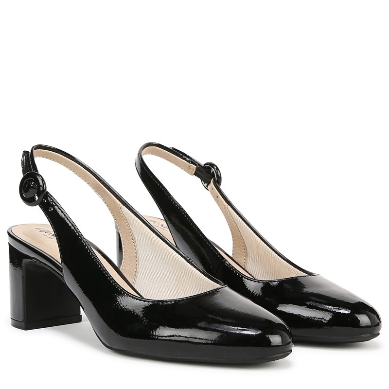 Lifestride Women's Tia Slingback Pump Shoes (Black Faux Leather) - Size 9.5 W