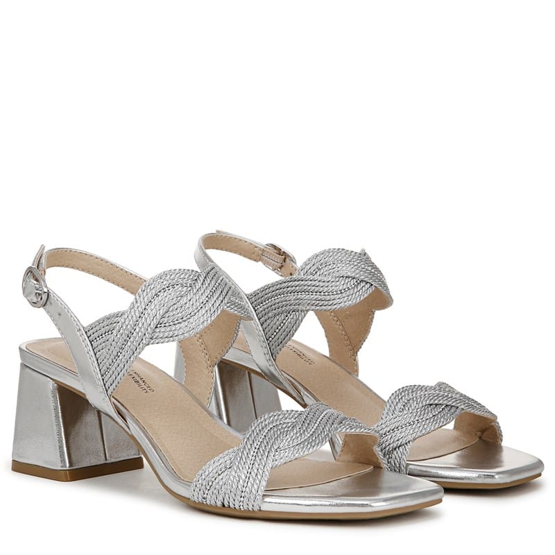 Lifestride Women's Charnelle Slingback Dress Sandals (Silver Faux Leather) - Size 6.0 M