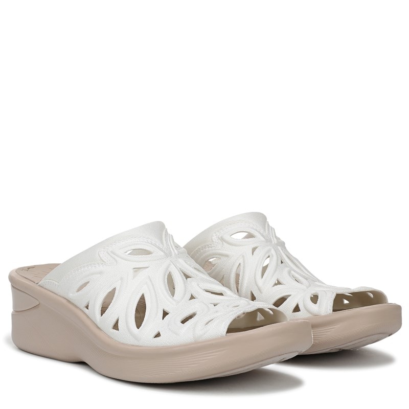 Bzees For Lifestride Women's Susie Wedge Sandals (White Fabric) - Size 7.0 M