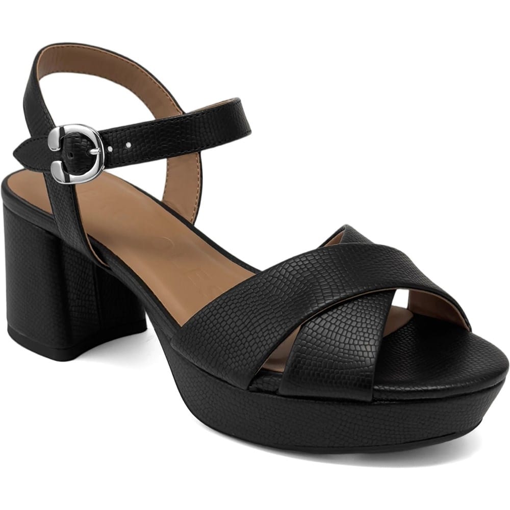 Aerosoles Women's Charlye Platform Sandals | Black | Size 8 | PU Leather Aerosoles Women's Charlye Platform Sandals | Black | Size 8 | PU Leather