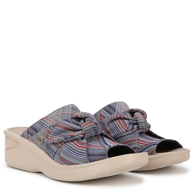 Lifestride Women's Smile Wedge Sandals (Bright Multi Stripe Mesh Fabric) - Size 10.0 W