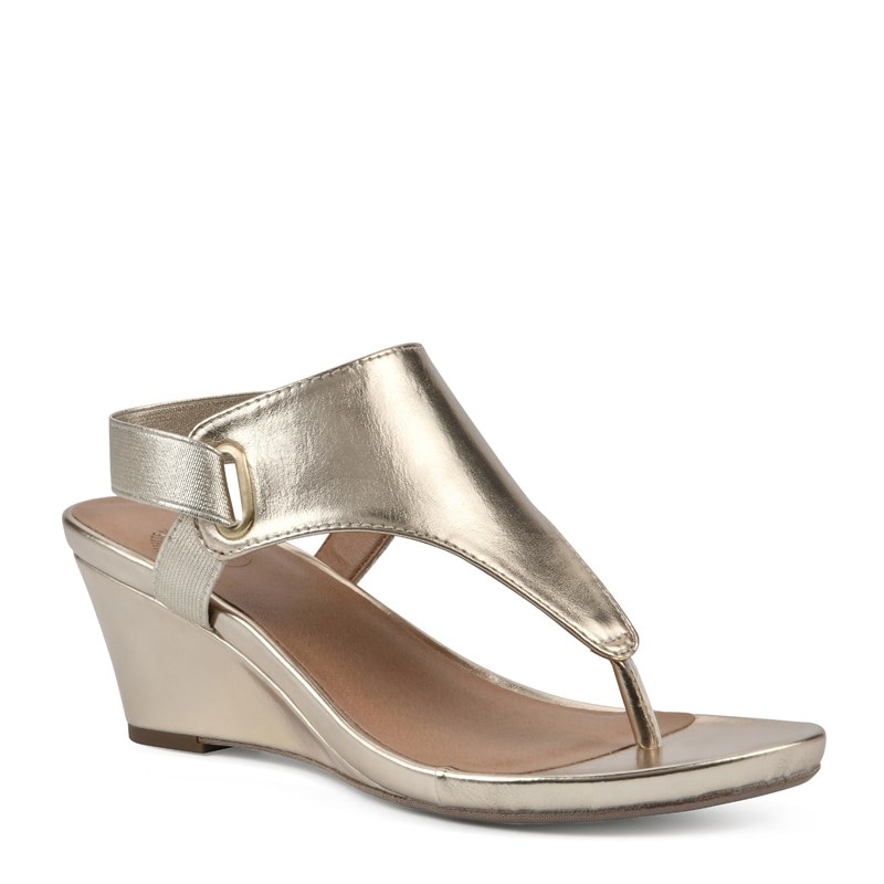 White Mountain Women's All Dres Wedge Sandals (Gold) - Size 9.0 M