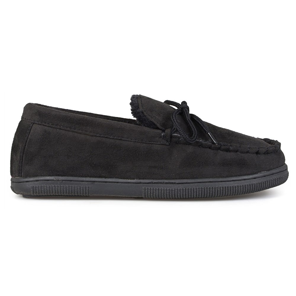 Black sales moccasin slippers