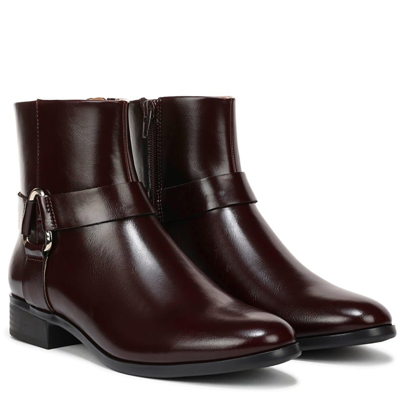 Lifestride Women's Simona Ankle Boots (Choco Plum Glossy Faux Leather) - Size 5.5 M